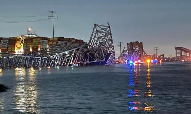Baltimore bridge collapses into river after cargo ship collision 